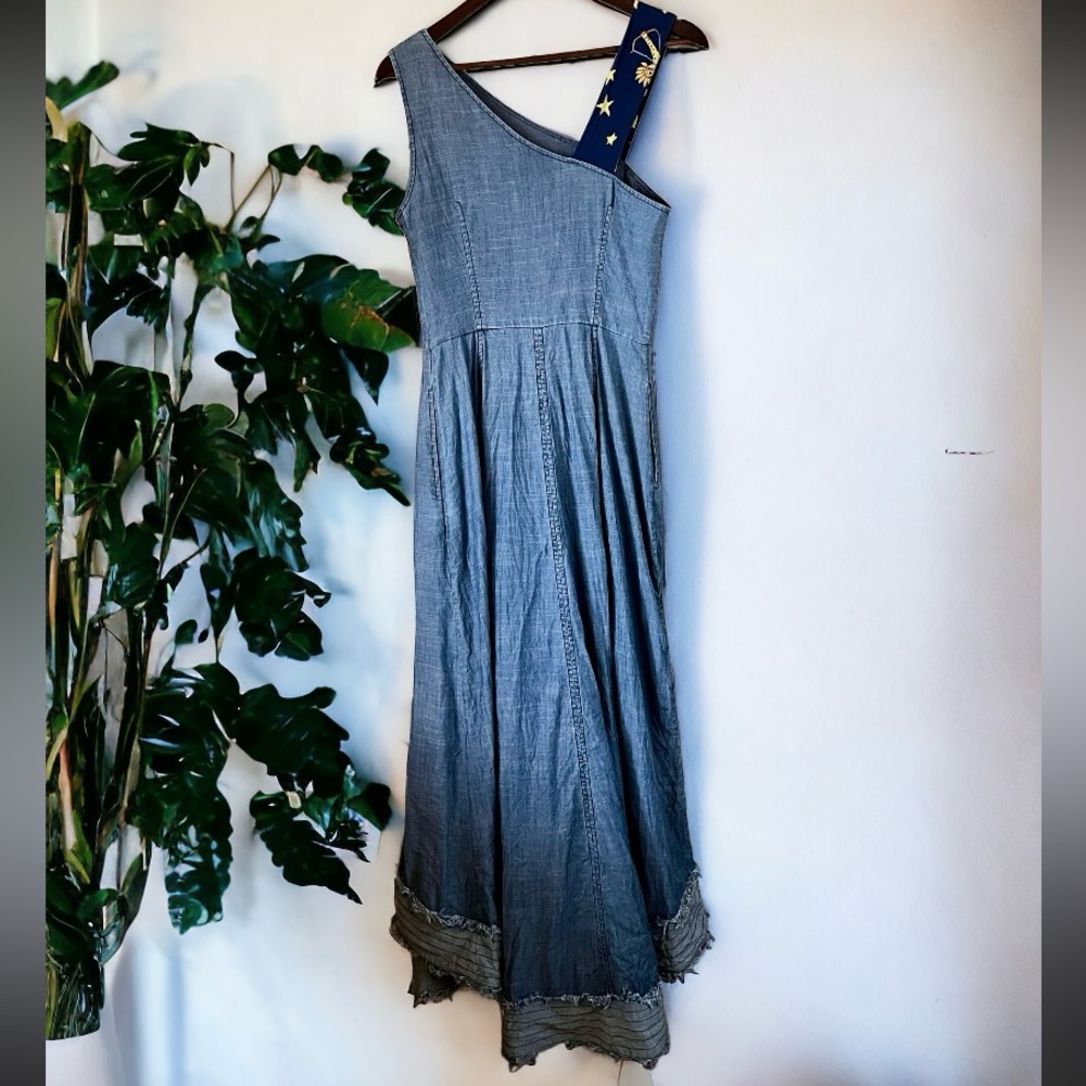 Trina Turk Cocktail High Low Denim Dress Size 6 - Picture 9 of 15